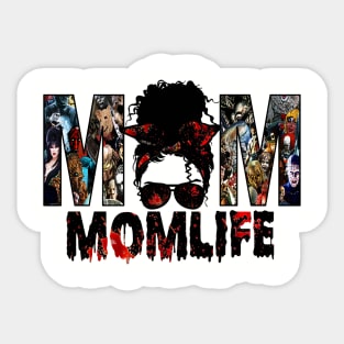 Horror film mom life messy bun Sticker